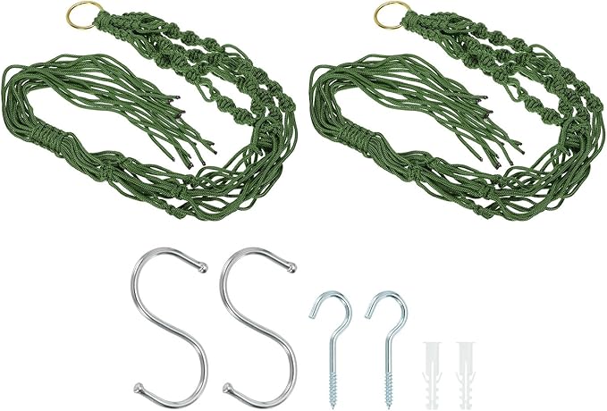 PATIKIL Macrame Hanging Planter, 2 Pack 39 Inch Handmade Hanging Plant Holders Flower Pot Hanger Flower Pot Hanger for Indoor Outdoor Decor, Dark Green