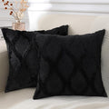 decorUhome Spring Euro Sham Throw Pillow Covers 22x22 Inch Set of 2, Soft Plush Faux Fur Wool Black Accent Couch Pillow Covers for Modern Farmhouse Bed Sofa Living Room