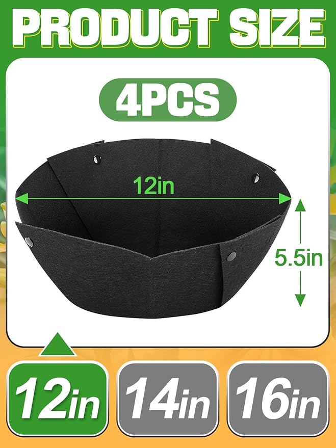 4pcs 12in Thick Felt Hanging Basket Liners - Heavy-Duty 400GSM Non-Woven Fabric Round Planter Liner for Garden Wall Flower Hanging Baskets, Replacement for Coco Fiber Liner