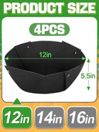 4pcs 12in Thick Felt Hanging Basket Liners - Heavy-Duty 400GSM Non-Woven Fabric Round Planter Liner for Garden Wall Flower Hanging Baskets, Replacement for Coco Fiber Liner