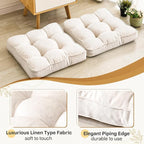 Floor Pillow Set of 2, Memory Foam Floor Cushions for Adults, Large Meditation Pillow for Sitting, 22 x 22 Inches (Square | Beige)