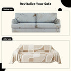 Boho Couch Cover Sofa Covers Washable, Chenille Couch Covers for 3 Cushion Couch Sofa Pet Friendly, Bohemian Sofa Slipcovers for Sectional Sofa, Loveseat, 2 3 4 Seater (91" x 134", Khaki)