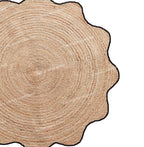 4x4, 5x5, 6x6,feet Natural Jute Scallop Round Rug, Floor Scalloped Edge Rug Braided Boho Eco Large Circular Handmade Area Rugs (D2) - color: Black, size: 5' (Round)