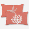 Coastal Pillow Covers 12x20 Set of 2 Orange Coral Starfish Throw Pillows Nautical Ocean Decorations Summer Linen Beach Pillowcase Outdoor Decor Farmhouse Lumbar Cushion Case for Couch Home
