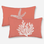 Coastal Pillow Covers 12x20 Set of 2 Orange Coral Starfish Throw Pillows Nautical Ocean Decorations Summer Linen Beach Pillowcase Outdoor Decor Farmhouse Lumbar Cushion Case for Couch Home