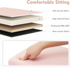 B FSOBEIIALEO Small Storage Ottoman Cube Sherpa Ottomans Foot Rest, Foldable Boucle Ottoman, Faux Teddy Fur, Pink 12.6"x12.6"x12.6"