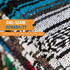 Large Mexican Blanket in Melon/Teal — Handcrafted Serape Falsa Yoga Blanket (73” x 48”) – Throw for Camping, Beach & Outdoor Use – Artisan Craft, Made in Mexico from Recycled Fibers