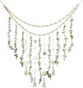 Hanging Eucalyptus Boho Wall Decor Large Boho Bedroom Wall Hanging Wooden Bead Garland Artificial Eucalyptus Natural Greenery Decoration, 36 x 36 Inch (Simple Color, Wood Chip Style)