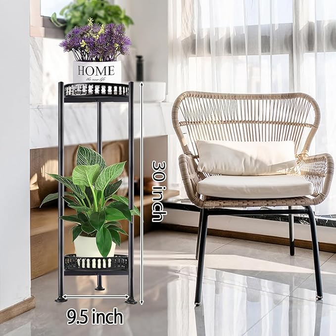 2-Pack Plant Stand Indoor Outdoor, 30'' Tall Plant Stands, 2 Tier Metal Planter Stand, Flower Stand Plant Pot Holder for Living Room, Corner, Deck