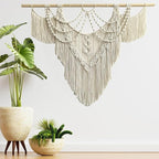 Large Macrame Wall Hanging - Boho Tapestry Macrame Wall Decor Art- Chic Bohemian Handmade Woven Tapestry Home Decoration for Bedroom Living Room Apartment Dorm Gallery - 43"x32" (Tassel-A)