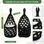 Macrame Wall Plant Hanger, Hanging Planter Basket Holder, Wall Planters for Indoor Plants, for Up to 4 Inch Pot (Black, 4-Inch)