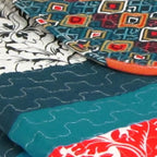 Lush Decor Boho Stripe Reversible Cotton Throw Blanket, 50" W x 60" L, Turquoise & Tangerine - Striped Throw Blankets for Bed - Couch Blanket - Boho Throw Blanket for Couch