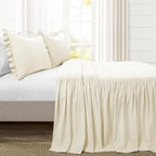 Lush Decor Ruffle Skirt Bedspread Set - 3-Piece Luxurious Farmhouse Bedding - Elegant Ruffle Detail - Timeless Style - Soft Lightweight Sheets - King, Ivory
