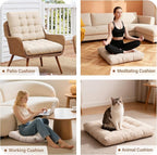 Tiita Outdoor Cushions Square Floor Pillow Thicken Tufted Seat Pad Large Floor Cushion for Yoga Meditation Living Room