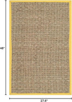 SAFAVIEH Natural Fiber Collection Area Rug - 2'3" x 4', Natural & Gold, Seagrass, Basketweave Pattern with Border (NF114X)