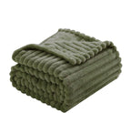 Olive Green Fleece Throw Blanket 60”×80” for Couch Sofa Bed,Super Soft Cozy Plush Microfiber Flannel Blanket with Stripes Design Lightweight for Adults,Woman,Girls