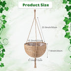 4 Pieces Hanging Planter Basket Set Jute Rope Plant Hangers Hand Woven Storage Flower Pot with Waterproof Plastic Liner Indoor Boho Hanging Plant for Home Office Yard Decor, 12.2 (D) 7.9 (H) Inch
