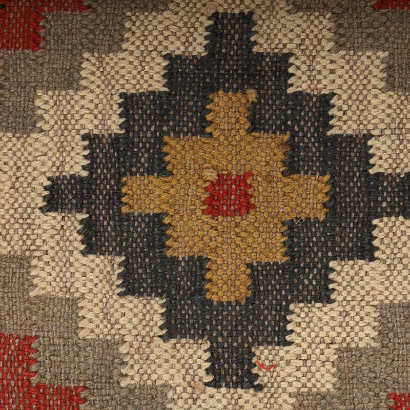 Vintage Boho Jute Pillow Covers Handwoven Kilim Cushion Cases 18x18 Inches, Oriental Decorative Throw Pillow Covers for Sofa, Bed, Living Room & Patio - color: Pattern 06
