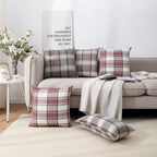 CARRIE HOME Red Tartan Christmas Plaid Pillow Covers 20x20 Set of 2 Farmhouse Buffalo Plaid Red Striped Throw Pillow Cover for Living Room Couch Sofa