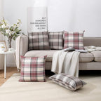 CARRIE HOME Brown Plaid Pillow Covers 18x18 Set of 2 Farmhouse Plaid Decorative Throw Pillows for Living Room Couch Sofa