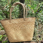 Cabilock Woven Tote Woven Bag Basket Tote Wicker Bag Seagrass Basket Garden Plant Container for Storage Laundry Picnic Beach Storage Bins Toys