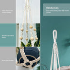 RIFNY Macrame Plant Hanger for 5 to 10 Inch Plant Pots, 35 Inch Indoor Handmade Woven Rope Hanger Kits with Hooks and Wood Beads, Hanging Planter Basket Holder for Boho Home Decor (White, 3 Pack)