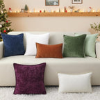 decorUhome Chenille Soft Cozy Throw Pillow Covers 12x20 Set of 2, Modern Farmhouse Boho Velvet Decorative Pillow Cases with Stitched Edge for Couch Sofa Bed Home Decor, Rhododendron