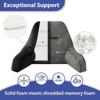 Reading Pillows for Sitting in Bed Adult, Back Pillow for Bed Sitting Up, Backrest Pillows with Shredded Foam for Adult&Teens, Support Pillow with Arms for Beds, Couch, Floor, 20in, Black