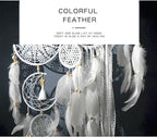 5 Pack Moon Phase Dreamcatcher Set Boho Wall Decor, Boho Macrame Wall Hanging Dream Catchers, for Home, Bedroom, Living Room, Witchy Gifts (Black Blue)