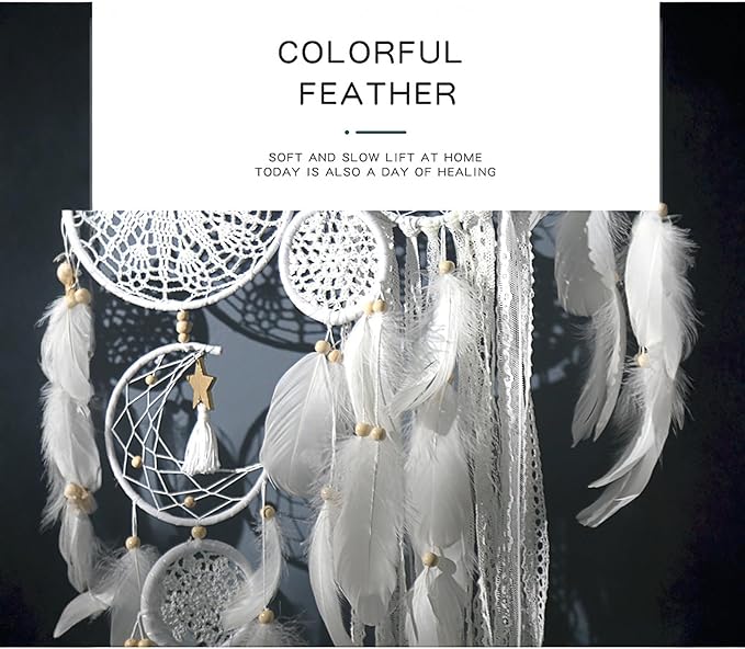 5 Pack Moon Phase Dreamcatcher Set Boho Wall Decor, Boho Macrame Wall Hanging Dream Catchers, for Home, Bedroom, Living Room, Witchy Gifts (Flower Color)