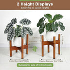 Plant Stand Indoor, Wood Plant Holder, Mid Century Modern Decor Tall Planter Stands, 2 Height Displays Corner Single Flower Stand for Balcony, Living Room, Garden Patio Fit 5-8 Inch Pots