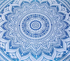 ICC Large Square Floor Pillow Cover Hippie Ottoman Pouf Cover Daybed Cotton Mandala Cushion Cover with Heavy Duty Zipper Seating Ottoman Poufs Dog-Pets Bed (Blue Ombre, 35" Square)