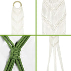 LIVALAYA Macrame Plant Hangers Wall Planter - Green Ombre 48 Inch, for Indoor or Outdoor, 100% Cotton Rope Hanging Plant Holder with Tassel for Flower Pots and Succulents Modern Boho Home Décor