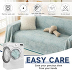 ROOMLIFE Blue Couch Cover Boho Sofa Covers for 3 Cushion Couch Washable, Furniture Protector Sofa Couch Cover for Dogs, Soft Breathable Sofa Slipcover, Couch Throw Blankets with Tassels 71''X118''