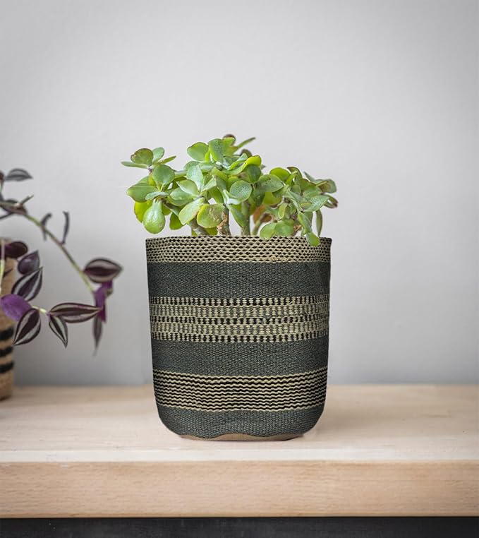 Jute Planter Basket Modern Woven Basket for 8" Flower Pot Floor Indoor Planters, 10” x 10” Storage Organizer Basket Rustic Home Decor, Boho Storage Earth-Friendly Planter (10x10 Inches, Sky 25)