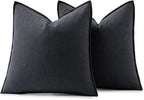 MIULEE Decorative Linen Pillow Covers 20x20 Inch Dark Gray Boho Farmhouse Neutral Couch Throw Pillows for Bed Pack of 2 Accent Modern Pillowcase Sofa Livingroom Home Decor