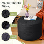 Round Corduroy Ottoman Foot Rest Pouf for Living Room Couch - Soft Plush Shredded Foam Filled Hassock Stool, Comfy Footstool