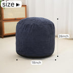 Pouf Ottoman Stuffed Round Modern Foam Filled Foot Rest Poufs for Living Room Chair Decorative 20 X 15 Inches Fluffy Pouf Foot Stool Storage Ottoman, Navy Blue