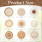 Teiyamsy 9 Pcs Boho Wall Basket Decor Handmade Woven Wicker Basket Wall Decor Round Farmhouse Hanging Wall Art for Rustic Home Living Room Kitchen Bedroom(Serene)