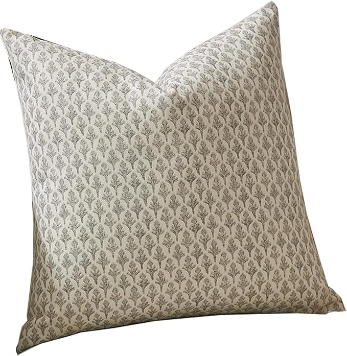 Floral Pillow Covers 20x20 Pillow Cover Block Print Couch Pillows for Living Room Decorative Neutral Accent Throw Pillow Covers, 1PC, Light Taupe