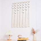 RUIZHIXUAN Macrame Wall Hanging Macrame Ball Wall Hangings Tapestry Cotton Textile Boho Wall Decor Art Bohemian headboard Handwoven 23.6" Wx30 L (white)