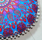 CRAFT KALA 22" Round Boho Floral Floor Pillow Cover, Purple, 22" Diameter, Cotton Fabric, Soft, Indoor Use, Washable