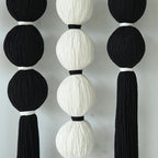 IOWER Large Macrame Wall Hanging Macrame Wall Decor Black and White Sphericity Cotton Textile Wall Hanging Boho Wall Decor Art Fiber Yarn Art Handmade 39" Wx39 L