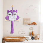 Macrame Owl Wall Hanging Boho Hippy Decor, Handmade Tapestry Fiber Art Wall Decor for Nursery Bedroom Living Room, Sustainable Gift for Owl Lovers & Nature Fans