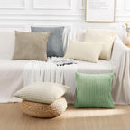 Simmore Decorative Spring Euro Sham Throw Pillow Covers 22x22 Set of 2, Soft Natural Plush Flannel Double-Sided Fluffy Couch Pillow Covers for Sofa Living Room, Beige
