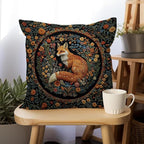 YOU FOUND ME William Morris Abstract Vintage Floral Velvet Fox Design Throw Pillow Covers Home Decor, Retro Art Decor Pillowcase Cushion Cover for Bed Sofa Living Room, Square 18x18inch (Fox)