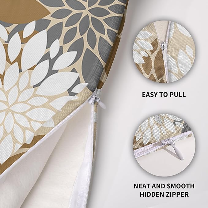Brown White Grey Gray Pillow Covers 20X20 Inch Set of 2, Spring Modern Geometry Dahlia Floral Print Decorative Throw Pillow Covers Outdoor Farmhouse Cushion Case for Couch Sofa Bed Decor