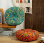 Cotton Linen Morocco Floor Cushions, Meditation Pillow, Futon Tatami Mats, Large Round Cushions for Outdoor Fireplace Yoga Living Room Reading Nook (Blueb,22''x22'')