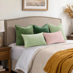 decorUhome Summer Chenille Soft Cozy Throw Pillow Covers 24x24 Set of 2, Modern Farmhouse Boho Velvet Decorative Euro Sham Pillow Cases with Stitched Edge for Couch Sofa Bed Home Decor, Sage Green