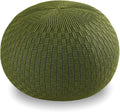ARTPLAN - Round Knit Pouf - Woven Floor Ottoman - Handmade & Hand Stitched - 19.7 Dia x 12.8 High - Boho Home Décor - Living Room - Bedroom,Army Green